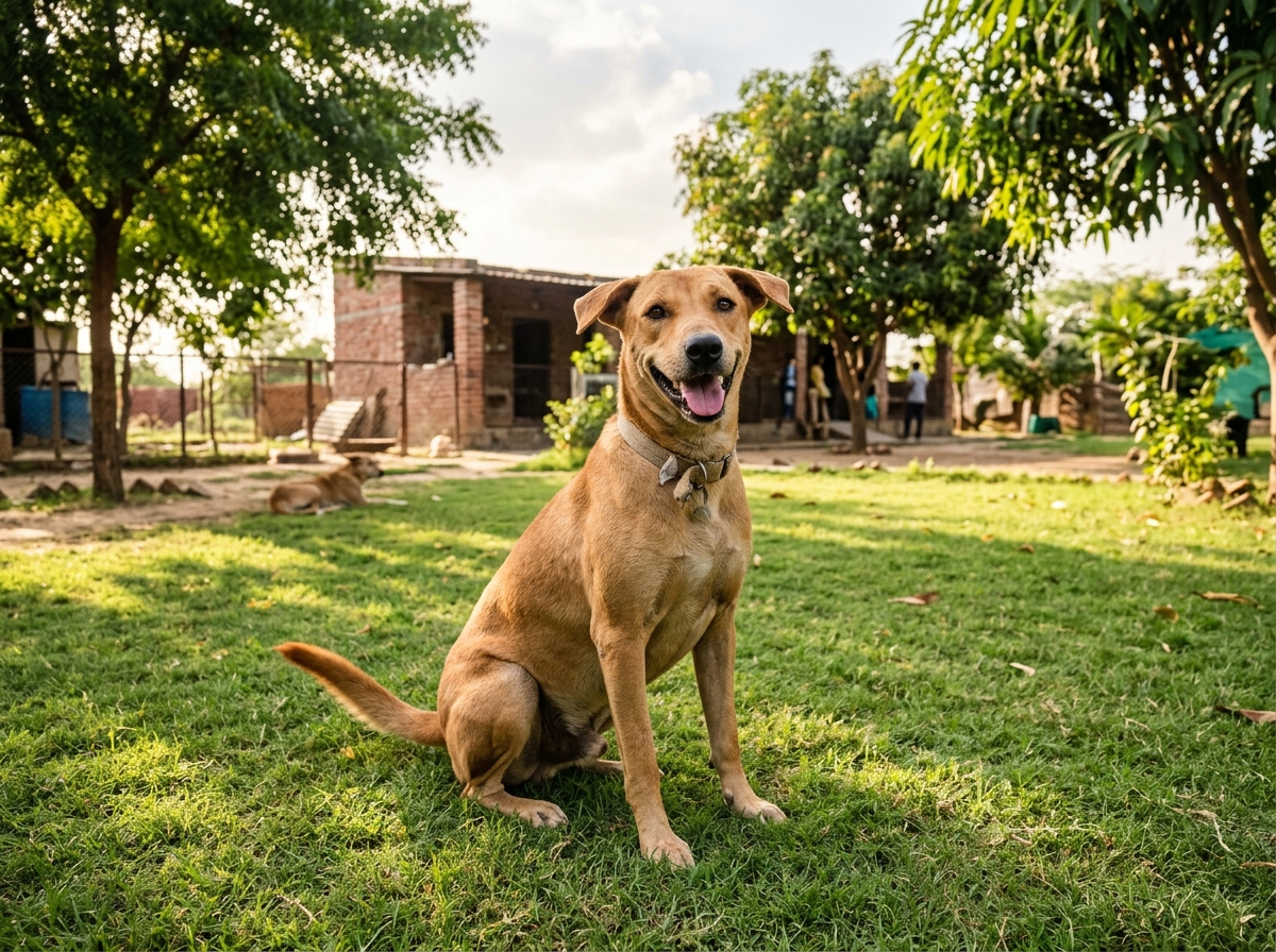 A healthy, recovered indie dog ready for loving family adoption